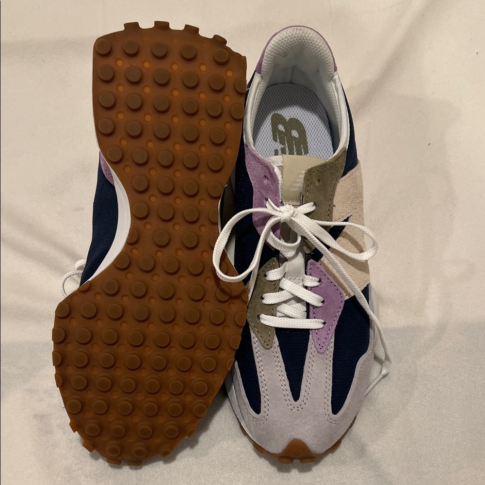 New Balance 327 colorblock Indigo + Raw Amethyst Retro Sneakers Womens 9.5 new - Picture 7 of 12